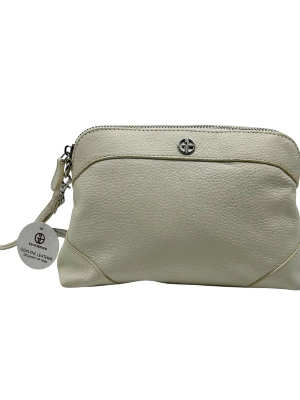 Giani Bernini White Pebbled Leather Convertible Wristlet